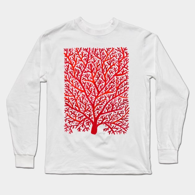 fan coral red Long Sleeve T-Shirt by CatCoq